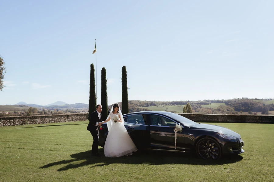 Arrivo degli sposi a Villa di Montruglio, matrimonio a Vicenza