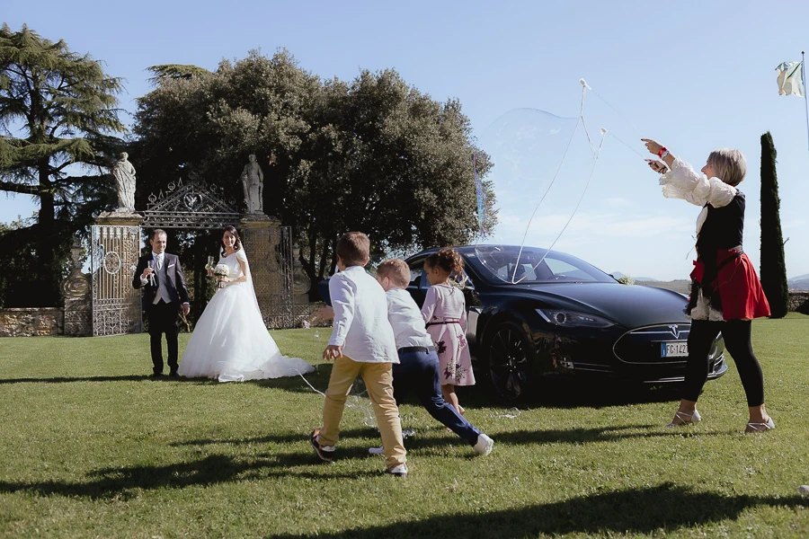 Arrivo degli sposi a Villa di Montruglio, matrimonio a Vicenza