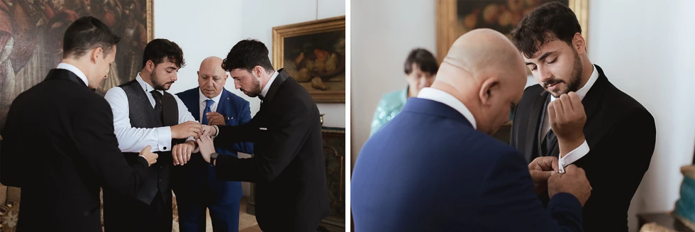 vestizione dello sposo a villa Cavalli