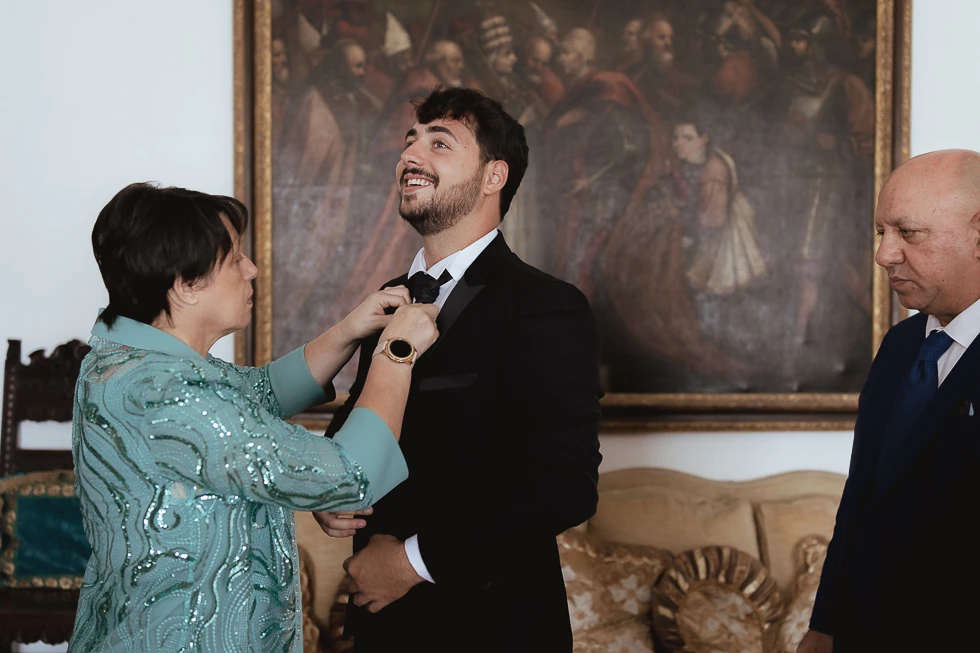 vestizione dello sposo a villa Cavalli