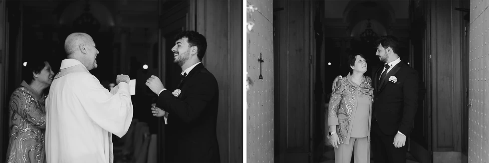 lo sposo accoglie gli invitati