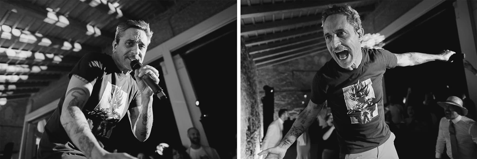 Giorgio Vanni sorprende gli ospiti durante la festa a Villa Selvatico