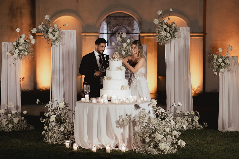 taglio della torta a villa Selvatico Terme