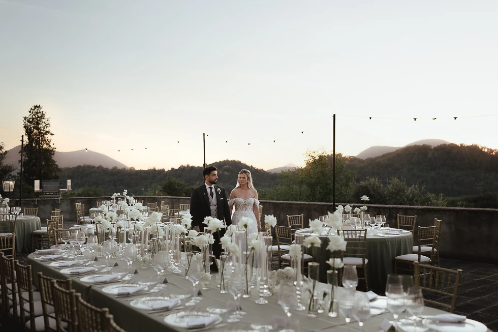 tavolo imperiale matrimonio in terrazza villa Selvatico